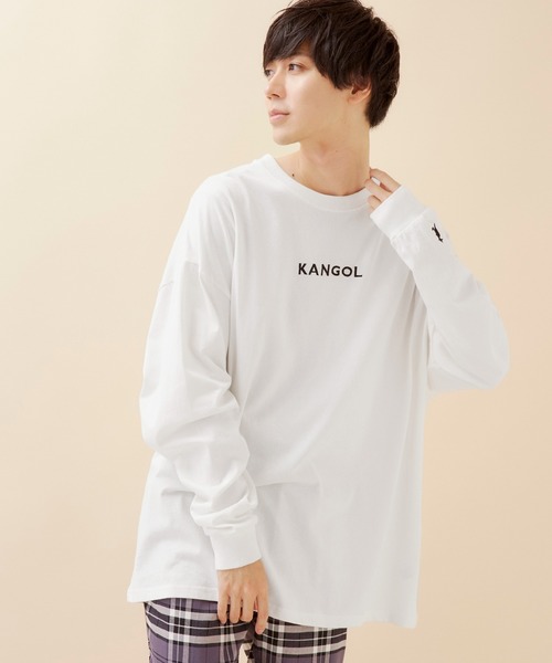 KANGOL（カンゴール）の「▽WEB限定 MONO-MART×KANGOL カンゴール ビッグシルエットプリント長袖Tee 袖モチーフ刺繍（Tシャツ/カットソー・メンズ・ホワイト系その他/ダークグリーン/ブラック系その他/ブラック/ホワイト/杢グレー/ボルドー/ネイビー/パープル/ダークグレー/ダークベージュ/ブラウン・FREE）」の2枚目の写真