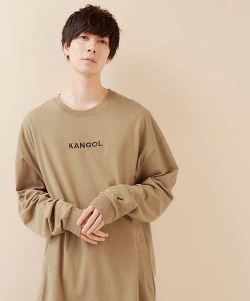 KANGOL（カンゴール）の「▽WEB限定 MONO-MART×KANGOL カンゴール ビッグシルエットプリント長袖Tee 袖モチーフ刺繍（Tシャツ/カットソー・メンズ・ホワイト系その他/ダークグリーン/ブラック系その他/ブラック/ホワイト/杢グレー/ボルドー/ネイビー/パープル/ダークグレー/ダークベージュ/ブラウン・FREE）」の8枚目の写真