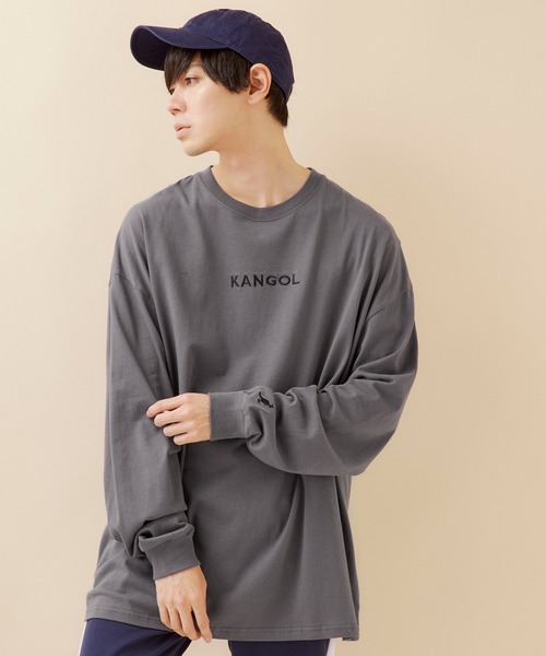 KANGOL（カンゴール）の「▽WEB限定 MONO-MART×KANGOL カンゴール ビッグシルエットプリント長袖Tee 袖モチーフ刺繍（Tシャツ/カットソー・メンズ・ホワイト系その他/ダークグリーン/ブラック系その他/ブラック/ホワイト/杢グレー/ボルドー/ネイビー/パープル/ダークグレー/ダークベージュ/ブラウン・FREE）」の5枚目の写真