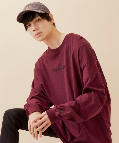 KANGOL（カンゴール）の「▽WEB限定 MONO-MART×KANGOL カンゴール ビッグシルエットプリント長袖Tee 袖モチーフ刺繍（Tシャツ/カットソー・メンズ・ホワイト系その他/ダークグリーン/ブラック系その他/ブラック/ホワイト/杢グレー/ボルドー/ネイビー/パープル/ダークグレー/ダークベージュ/ブラウン・FREE）」の12枚目の写真