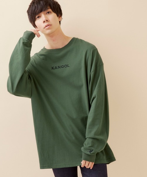 KANGOL（カンゴール）の「▽WEB限定 MONO-MART×KANGOL カンゴール ビッグシルエットプリント長袖Tee 袖モチーフ刺繍（Tシャツ/カットソー・メンズ・ホワイト系その他/ダークグリーン/ブラック系その他/ブラック/ホワイト/杢グレー/ボルドー/ネイビー/パープル/ダークグレー/ダークベージュ/ブラウン・FREE）」の9枚目の写真