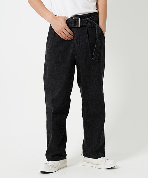 FUGA（フーガ）の「ベルト付きワイドデニムスラックスパンツ（デニムパンツ・メンズ・ライトブルー/インディゴブルー/ブラック・M/L）」の4枚目の写真