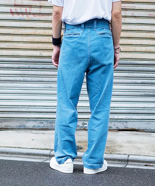 FUGA（フーガ）の「ベルト付きワイドデニムスラックスパンツ（デニムパンツ・メンズ・ライトブルー/インディゴブルー/ブラック・M/L）」の8枚目の写真