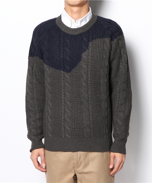 R.NEWBOLD(アールニューボールド)の「2TONE 5G CABLE KNIT/235405(ニット/セーター・メンズ・グレー/ネイビー/オレンジ・SMALL/MEDIUM/LARGE/X-LARGE)」の11枚目の写真