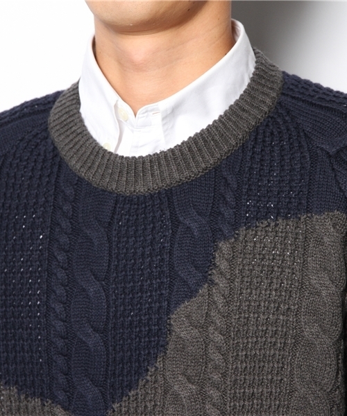 R.NEWBOLD(アールニューボールド)の「2TONE 5G CABLE KNIT/235405(ニット/セーター・メンズ・グレー/ネイビー/オレンジ・SMALL/MEDIUM/LARGE/X-LARGE)」の14枚目の写真