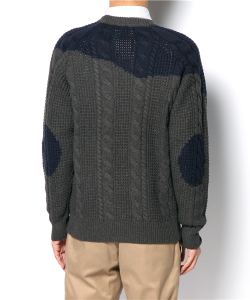 R.NEWBOLD(アールニューボールド)の「2TONE 5G CABLE KNIT/235405(ニット/セーター・メンズ・グレー/ネイビー/オレンジ・SMALL/MEDIUM/LARGE/X-LARGE)」の5枚目の写真