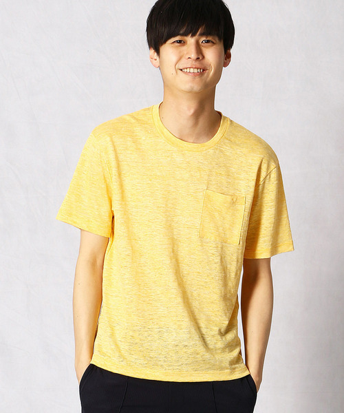 COMME CA MEN(コムサメン)の「リネン Tシャツ(Tシャツ/カットソー・メンズ・ネイビー/イエロー/サックスブルー/カーキ・MEDIUM/LARGE)」の4枚目の写真
