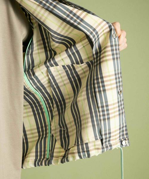 チェックハーフスリーブシャツコーチジャケット（ブルゾン