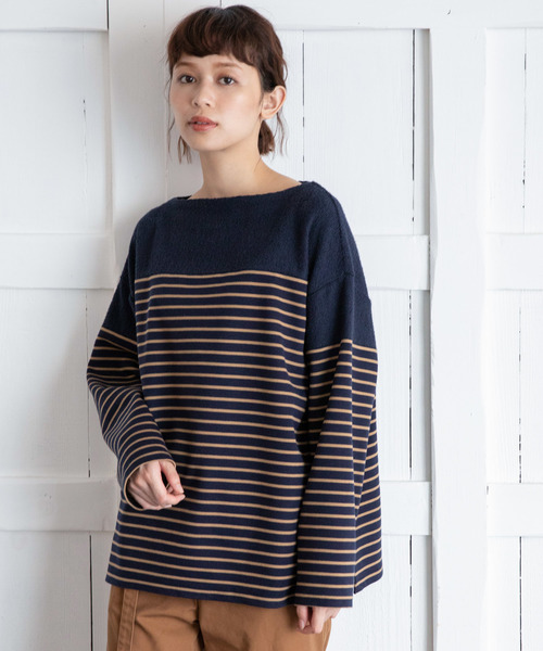 Munich(ミューニック)の「アクリルウールストレッチポンチ×パイル ボトルネックプルオーバー(Tシャツ/カットソー・レディース・ネイビー/ブラック×グレー/ホワイト×ブラック・FREE)」の3枚目の写真