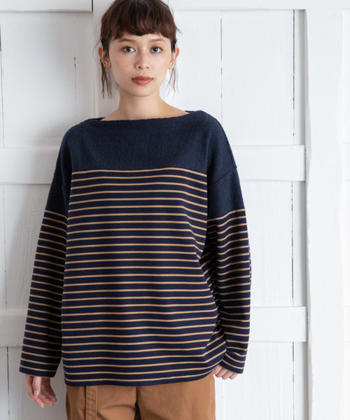 Munich(ミューニック)の「アクリルウールストレッチポンチ×パイル ボトルネックプルオーバー(Tシャツ/カットソー・レディース・ネイビー/ブラック×グレー/ホワイト×ブラック・FREE)」の7枚目の写真