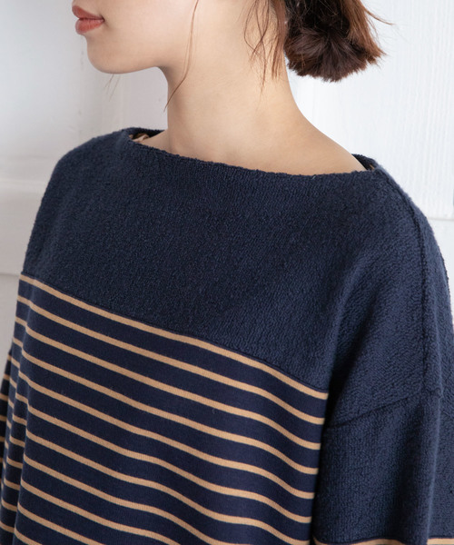 Munich(ミューニック)の「アクリルウールストレッチポンチ×パイル ボトルネックプルオーバー(Tシャツ/カットソー・レディース・ネイビー/ブラック×グレー/ホワイト×ブラック・FREE)」の8枚目の写真