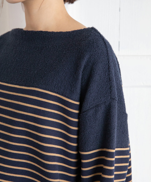 Munich(ミューニック)の「アクリルウールストレッチポンチ×パイル ボトルネックプルオーバー(Tシャツ/カットソー・レディース・ネイビー/ブラック×グレー/ホワイト×ブラック・FREE)」の9枚目の写真