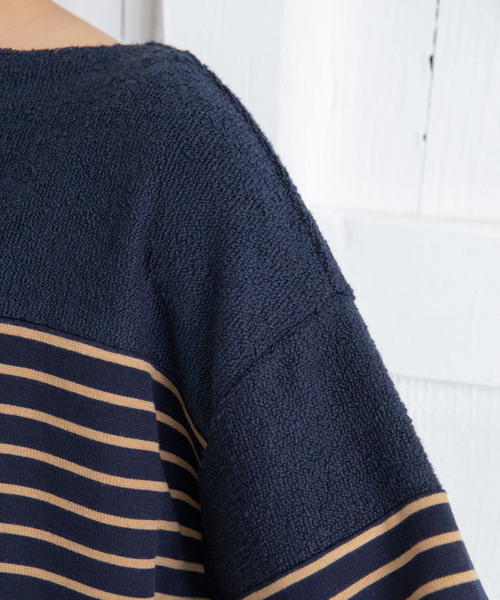 Munich(ミューニック)の「アクリルウールストレッチポンチ×パイル ボトルネックプルオーバー(Tシャツ/カットソー・レディース・ネイビー/ブラック×グレー/ホワイト×ブラック・FREE)」の10枚目の写真