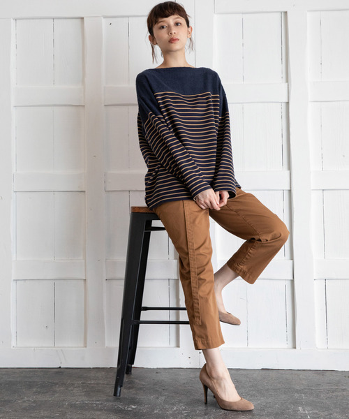 Munich(ミューニック)の「アクリルウールストレッチポンチ×パイル ボトルネックプルオーバー(Tシャツ/カットソー・レディース・ネイビー/ブラック×グレー/ホワイト×ブラック・FREE)」の4枚目の写真