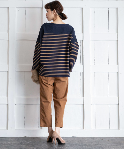 Munich(ミューニック)の「アクリルウールストレッチポンチ×パイル ボトルネックプルオーバー(Tシャツ/カットソー・レディース・ネイビー/ブラック×グレー/ホワイト×ブラック・FREE)」の5枚目の写真