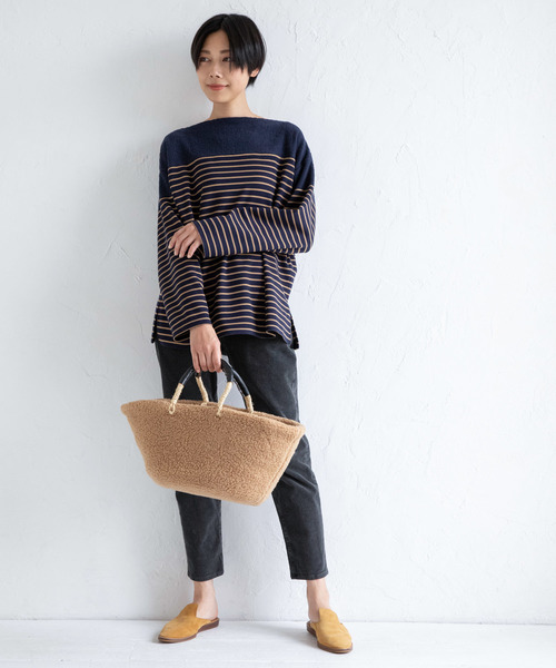 Munich(ミューニック)の「アクリルウールストレッチポンチ×パイル ボトルネックプルオーバー(Tシャツ/カットソー・レディース・ネイビー/ブラック×グレー/ホワイト×ブラック・FREE)」の14枚目の写真