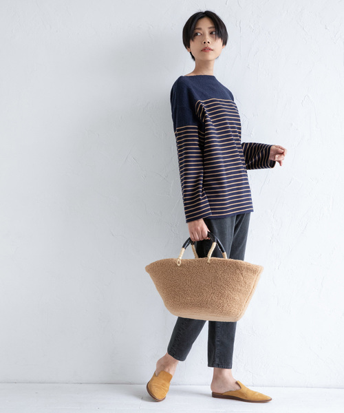 Munich(ミューニック)の「アクリルウールストレッチポンチ×パイル ボトルネックプルオーバー(Tシャツ/カットソー・レディース・ネイビー/ブラック×グレー/ホワイト×ブラック・FREE)」の15枚目の写真