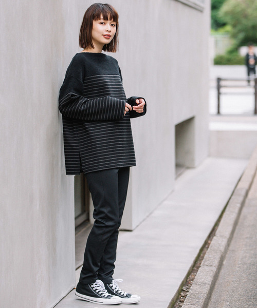 Munich(ミューニック)の「アクリルウールストレッチポンチ×パイル ボトルネックプルオーバー(Tシャツ/カットソー・レディース・ネイビー/ブラック×グレー/ホワイト×ブラック・FREE)」の18枚目の写真