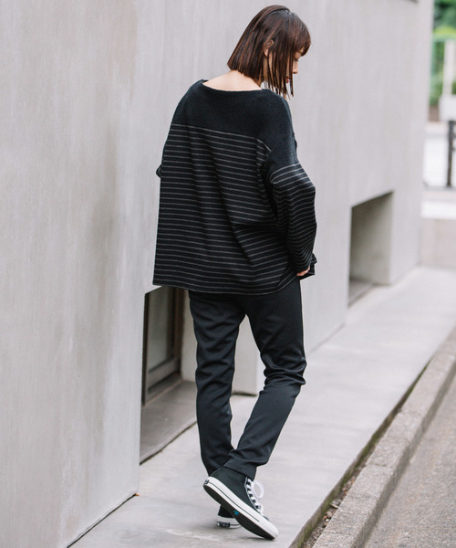 Munich(ミューニック)の「アクリルウールストレッチポンチ×パイル ボトルネックプルオーバー(Tシャツ/カットソー・レディース・ネイビー/ブラック×グレー/ホワイト×ブラック・FREE)」の19枚目の写真