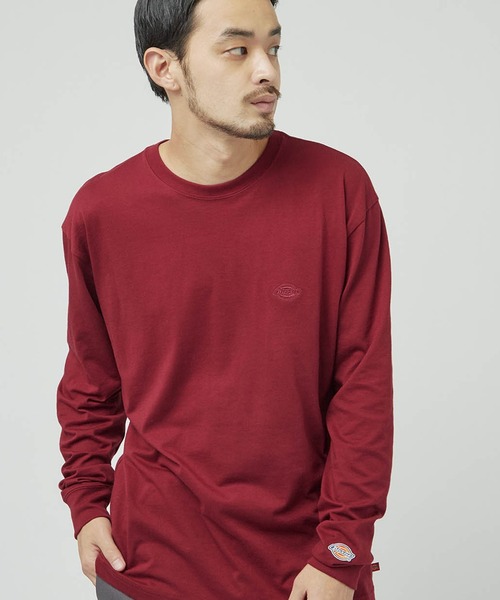 Dickies（ディッキーズ）の「Dickies別注 ロゴ刺繍 L/S オーバーサイズカットソー（Tシャツ/カットソー・メンズ・ブラウン/ネイビー/ボルドー/ホワイト/ブラック/ダークグリーン/ベージュ・S/M/L）」の7枚目の写真