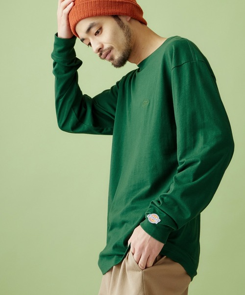 Dickies（ディッキーズ）の「Dickies別注 ロゴ刺繍 L/S オーバーサイズカットソー（Tシャツ/カットソー・メンズ・ブラウン/ネイビー/ボルドー/ホワイト/ブラック/ダークグリーン/ベージュ・S/M/L）」の5枚目の写真