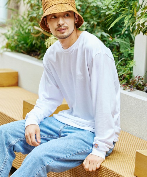 Dickies（ディッキーズ）の「Dickies別注 ロゴ刺繍 L/S オーバーサイズカットソー（Tシャツ/カットソー・メンズ・ブラウン/ネイビー/ボルドー/ホワイト/ブラック/ダークグリーン/ベージュ・S/M/L）」の22枚目の写真