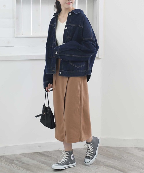 classicalelf（クラシカルエルフ）の「バックボリュームオーバー無地ボタン留めデニムジャケット（デニムジャケット・レディース・ブラック/ベージュ/インディゴブルー/ブルー・MEDIUM/LARGE）」の15枚目の写真