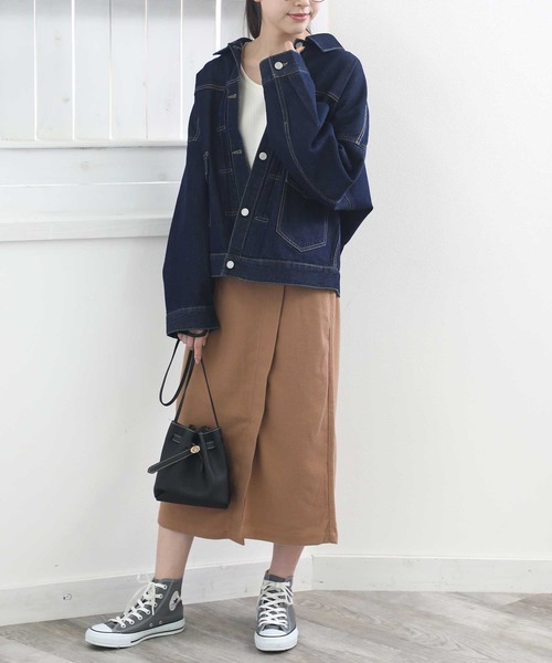 classicalelf（クラシカルエルフ）の「バックボリュームオーバー無地ボタン留めデニムジャケット（デニムジャケット・レディース・ブラック/ベージュ/インディゴブルー/ブルー・MEDIUM/LARGE）」の14枚目の写真