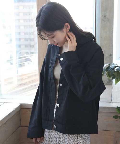 classicalelf（クラシカルエルフ）の「バックボリュームオーバー無地ボタン留めデニムジャケット（デニムジャケット・レディース・ブラック/ベージュ/インディゴブルー/ブルー・MEDIUM/LARGE）」の19枚目の写真