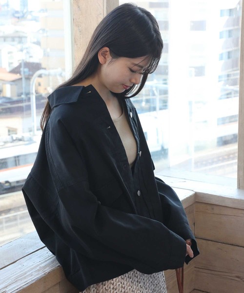 classicalelf（クラシカルエルフ）の「バックボリュームオーバー無地ボタン留めデニムジャケット（デニムジャケット・レディース・ブラック/ベージュ/インディゴブルー/ブルー・MEDIUM/LARGE）」の20枚目の写真