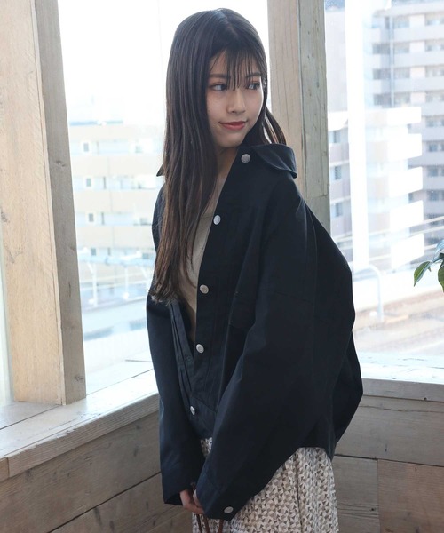 classicalelf（クラシカルエルフ）の「バックボリュームオーバー無地ボタン留めデニムジャケット（デニムジャケット・レディース・ブラック/ベージュ/インディゴブルー/ブルー・MEDIUM/LARGE）」の22枚目の写真