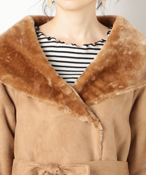 archives(アルシーヴ)の「ショールカラームートン(ムートンコート・レディース・ブラウン/アイボリー/ベージュ・MEDIUM)」の14枚目の写真