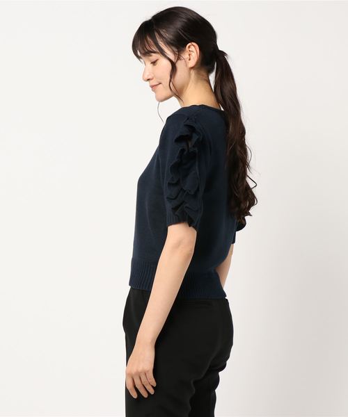 KOBE LETTUCE（コウベレタス）の「袖フリルニットトップス（ニット/セーター・レディース・イエロー/オフホワイト/ネイビー/ピンク・FREE）」の5枚目の写真