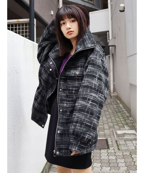 EMODA ヴィンテージライクオーバーブルゾン ブラック F EMODA ブルゾン