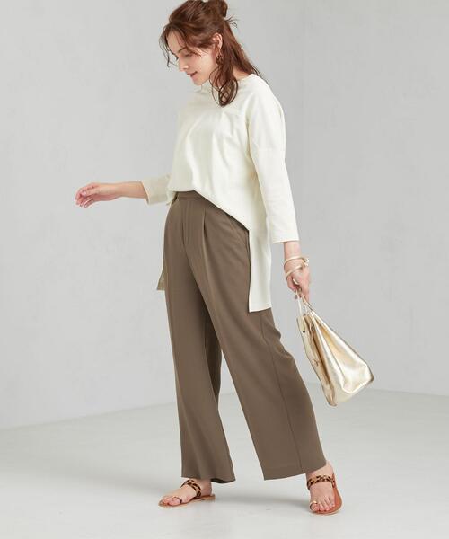 green label relaxing（グリーンレーベルリラクシング）の「[手洗い可能] CFC PE イージー ワイド ストレート パンツ（その他パンツ・レディース・ライム/モカ/ネイビー・FREE）」の14枚目の写真