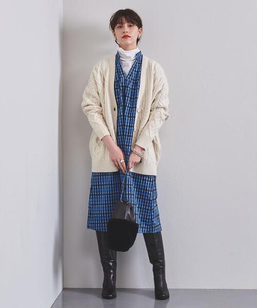 定価28600円 ユナイテッドアローズ ケーブル Vネック カーディガン 黒 conte＞ケーブル ローゲージ Vネックカーディガン