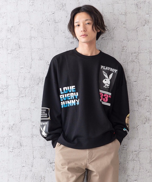 PLAYBOY(プレイボーイ)の「【PLAY BOY/プレイボーイ】プリントクルートレーナー 定番のラビットヘッドとガールズフォトを落とし込んだデザイン(スウェット・メンズ・ホワイト/ブラック/ホワイト系その他/ブラック系その他・MEDIUM/LARGE)」の14枚目の写真