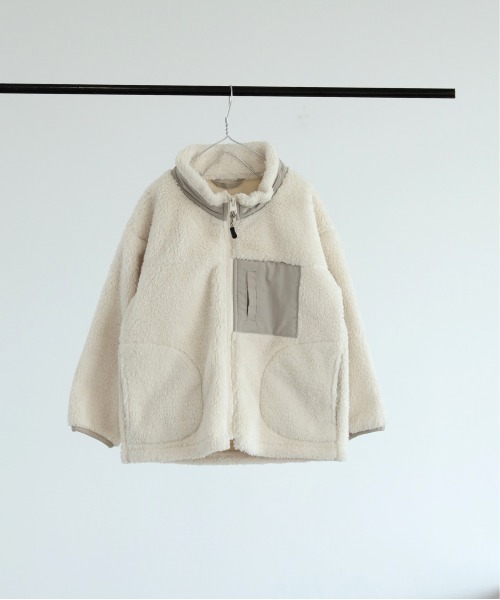 GLOBAL WORK（グローバルワーク）の「【キッズ】防風洗えるボアジャケット/917329（ブルゾン・キッズ・ブラック/オフホワイト/モカ・110cm/100cm/120cm/130cm/140cm）」の2枚目の写真