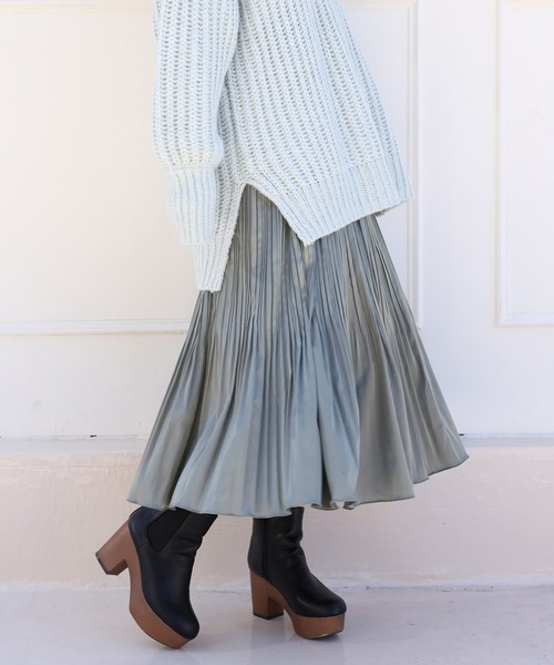 one after another NICE CLAUP（ワンアフターアナザーナイスクラップ）の「アソート消しプリーツスカート（スカート・レディース・アイボリー/モカ/ベージュ/グレイッシュベージュ/ブルーグレー/ホワイト系その他・FREE）」の4枚目の写真