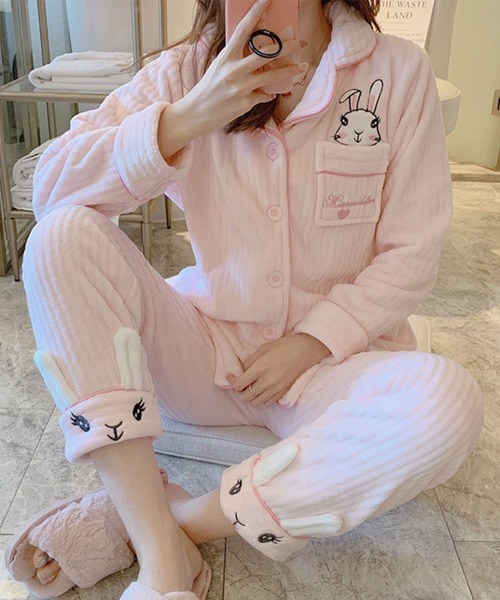 セール かわいい温かい ウサギ厚手モコモコパジャマ ルームウェア ルームウェア パジャマ Aimoha アイモハ のファッション通販 Zozotown