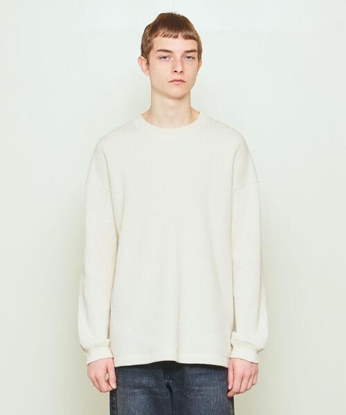 UNITED ARROWS & SONS（ユナイテッドアローズアンドサンズ）の「UNITED ARROWS & SONS（ユナイテッドアローズ＆サンズ）THERMAL CREW†（Tシャツ/カットソー・メンズ・ブラック/オフホワイト/ケリー・S/M/L/XL）」の4枚目の写真