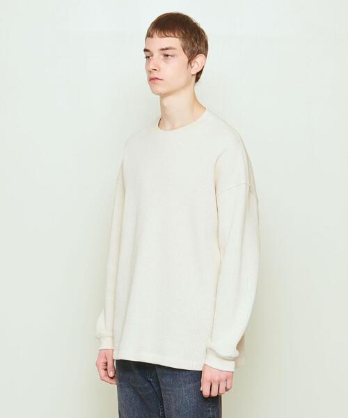 UNITED ARROWS & SONS（ユナイテッドアローズアンドサンズ）の「UNITED ARROWS & SONS（ユナイテッドアローズ＆サンズ）THERMAL CREW†（Tシャツ/カットソー・メンズ・ブラック/オフホワイト/ケリー・S/M/L/XL）」の5枚目の写真