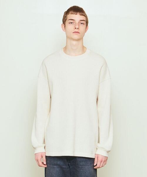 UNITED ARROWS & SONS（ユナイテッドアローズアンドサンズ）の「UNITED ARROWS & SONS（ユナイテッドアローズ＆サンズ）THERMAL CREW†（Tシャツ/カットソー・メンズ・ブラック/オフホワイト/ケリー・S/M/L/XL）」の8枚目の写真