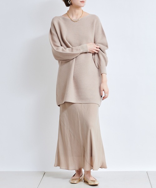 DouDou（ドゥドゥ）の「キュプラ切替スカート（スカート・レディース・ベージュ/カーキ/ピンク・FREE）」の5枚目の写真