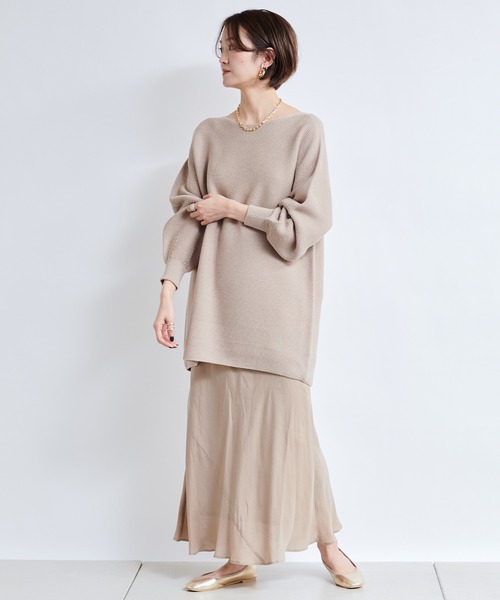 DouDou（ドゥドゥ）の「キュプラ切替スカート（スカート・レディース・ベージュ/カーキ/ピンク・FREE）」の7枚目の写真