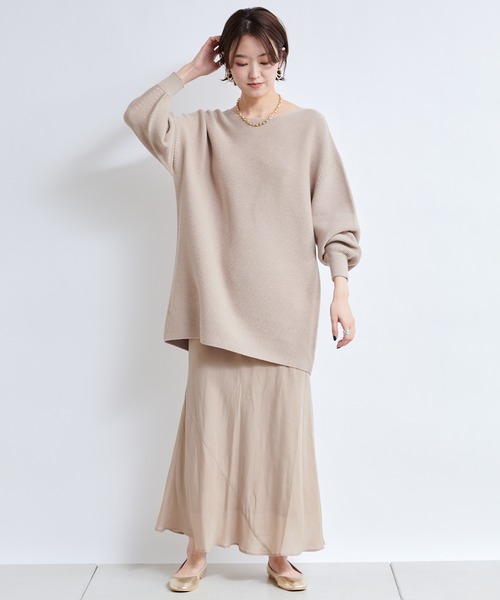 DouDou（ドゥドゥ）の「キュプラ切替スカート（スカート・レディース・ベージュ/カーキ/ピンク・FREE）」の8枚目の写真