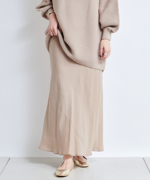 DouDou（ドゥドゥ）の「キュプラ切替スカート（スカート・レディース・ベージュ/カーキ/ピンク・FREE）」の12枚目の写真