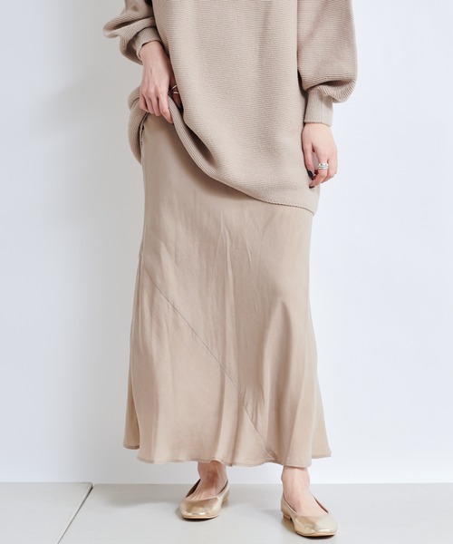 DouDou（ドゥドゥ）の「キュプラ切替スカート（スカート・レディース・ベージュ/カーキ/ピンク・FREE）」の14枚目の写真