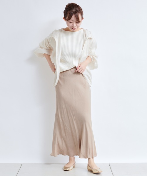 DouDou（ドゥドゥ）の「キュプラ切替スカート（スカート・レディース・ベージュ/カーキ/ピンク・FREE）」の22枚目の写真