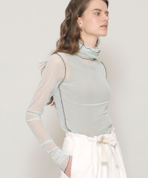 FILL THE BILL（フィルザビル）の「【FILL THE BILL(フィルザビル)】シアータートルチュールネック/205-211025（Tシャツ/カットソー・レディース・ミント/ブラック/パープル・FREE）」の3枚目の写真